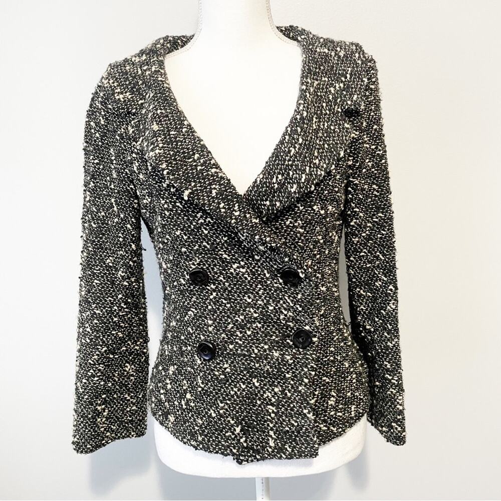 BeBe tweed patterned blazer black gray size 8 y2k